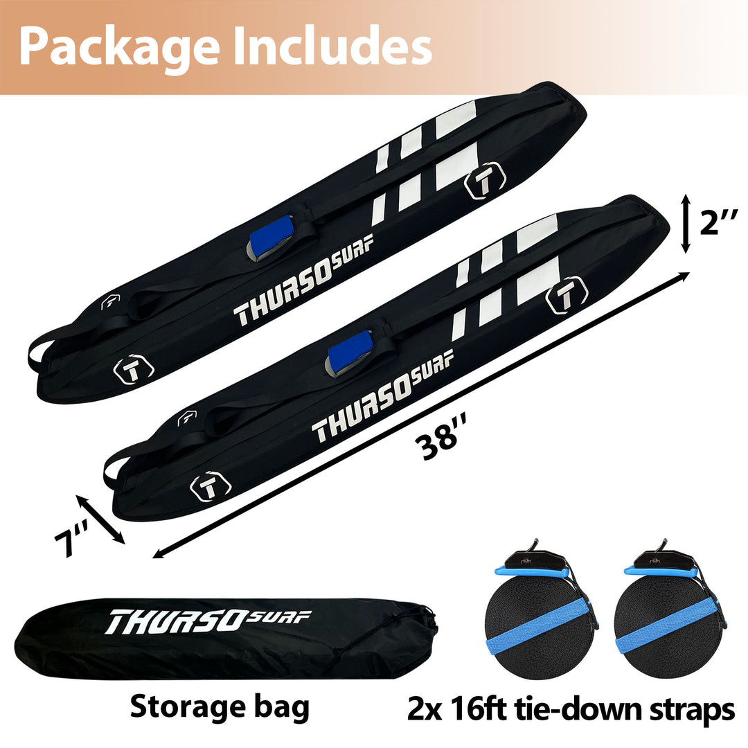 QWORK Barre De Toit Souple + Sangles - 60 Kg - Kayak/Surf/Canoë/SUP - Installation 5 Min