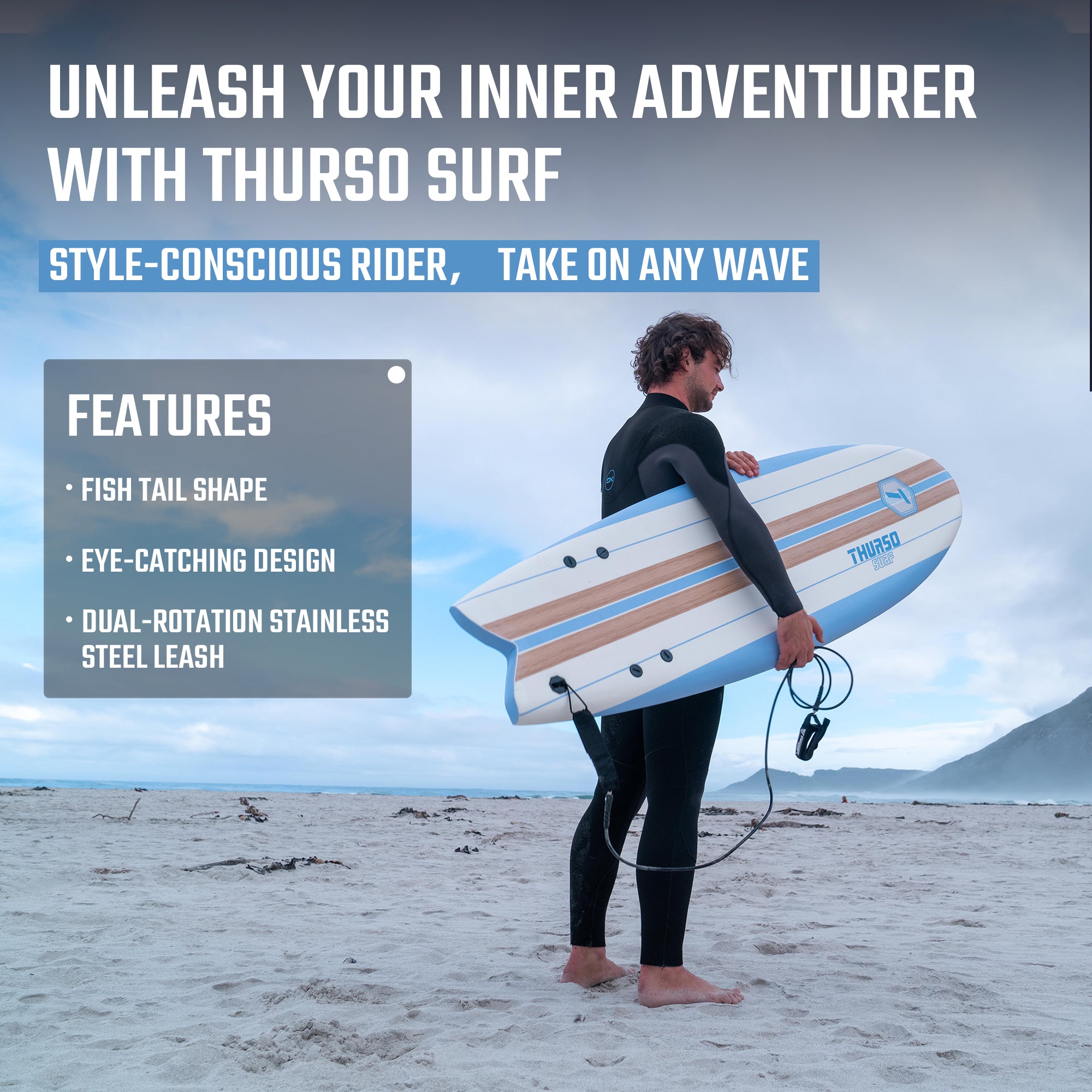 Lancer 5'10 Surfboard | Soft Top Fish Surfboard | THURSO SURF