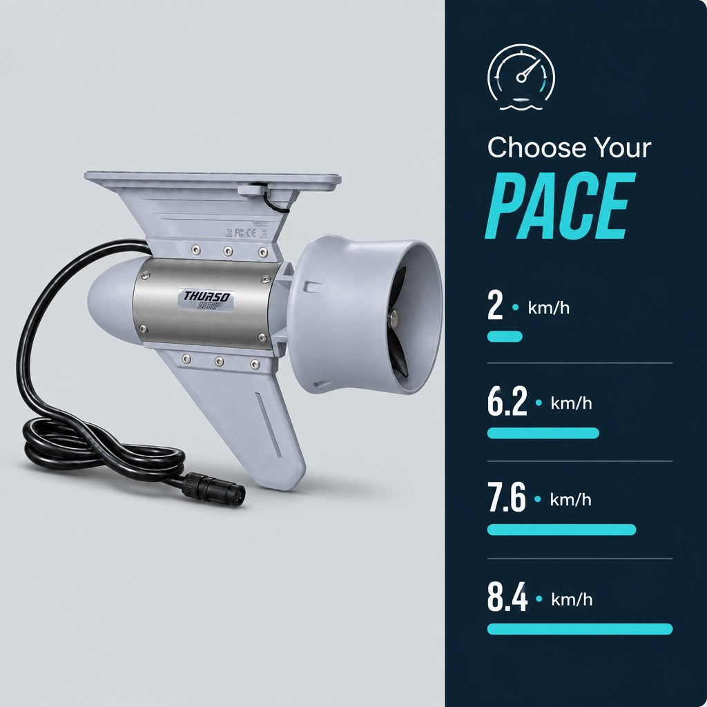 THURSO SURF Y03 electric SUP thruster four speed levels graphic