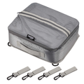 Gray travel packing cube with straps on a white background