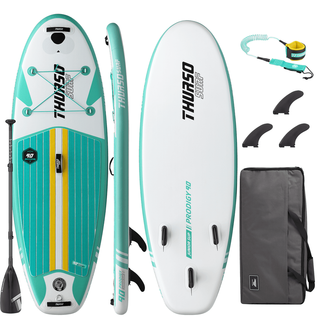 Sup board with accessories on a black background