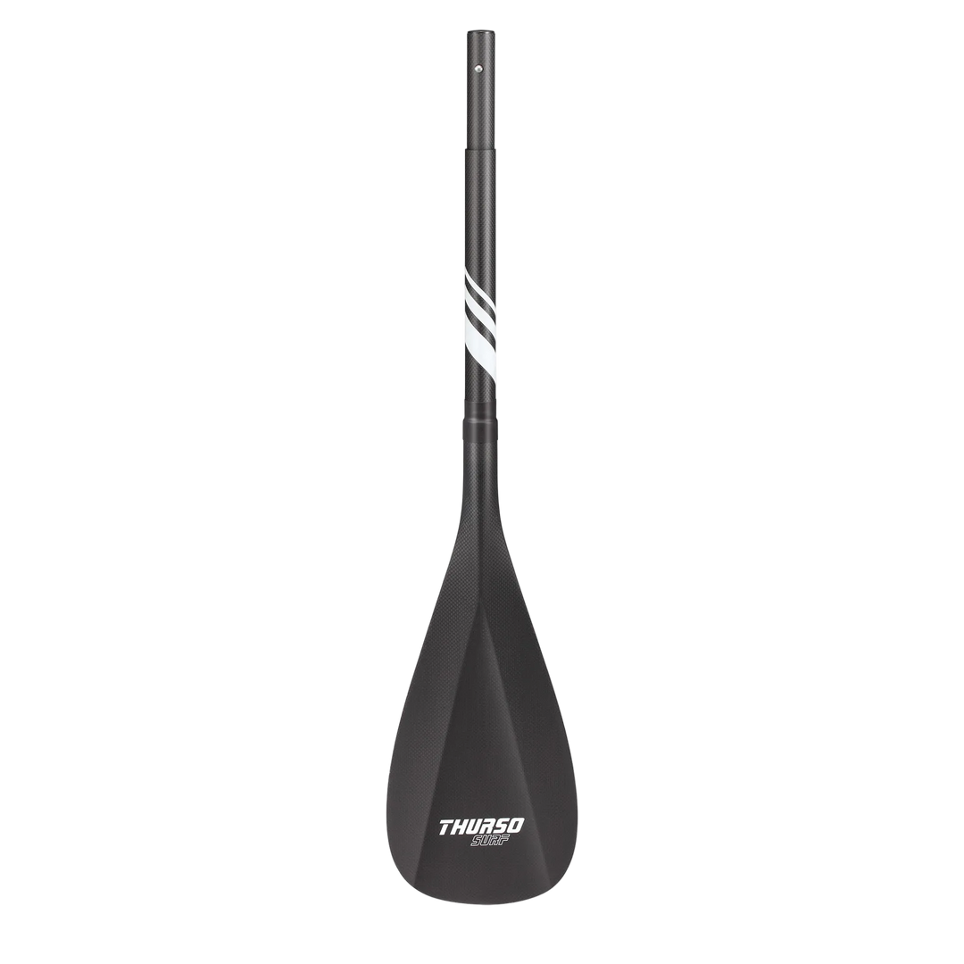 Black paddle blade with white branding on a white background