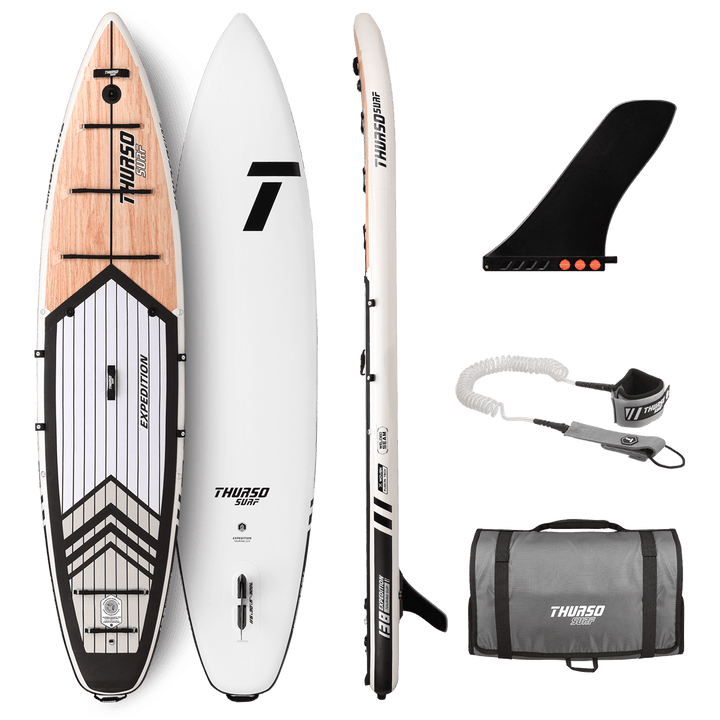 Supreme paddle board with accessories on a black background