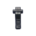 Black fin clip on a white background