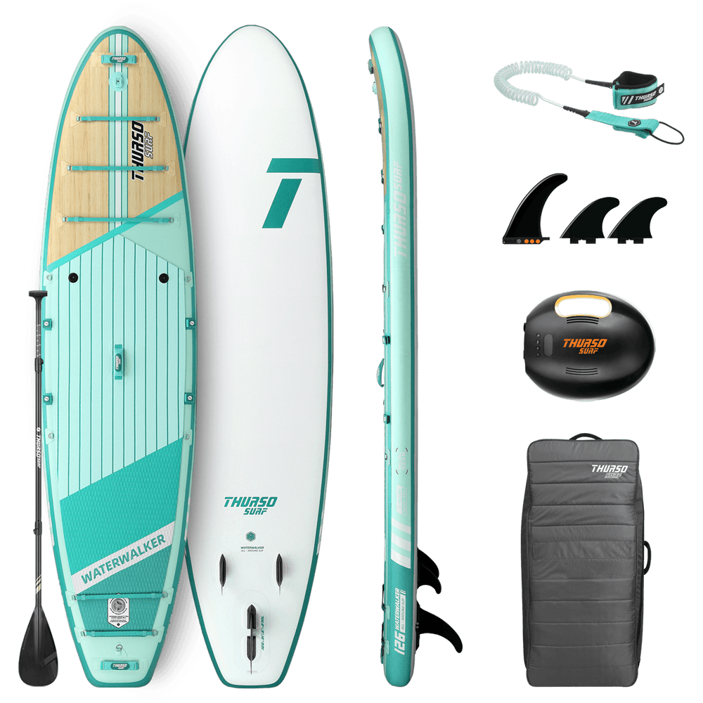Supreme paddle board with accessories on a black background