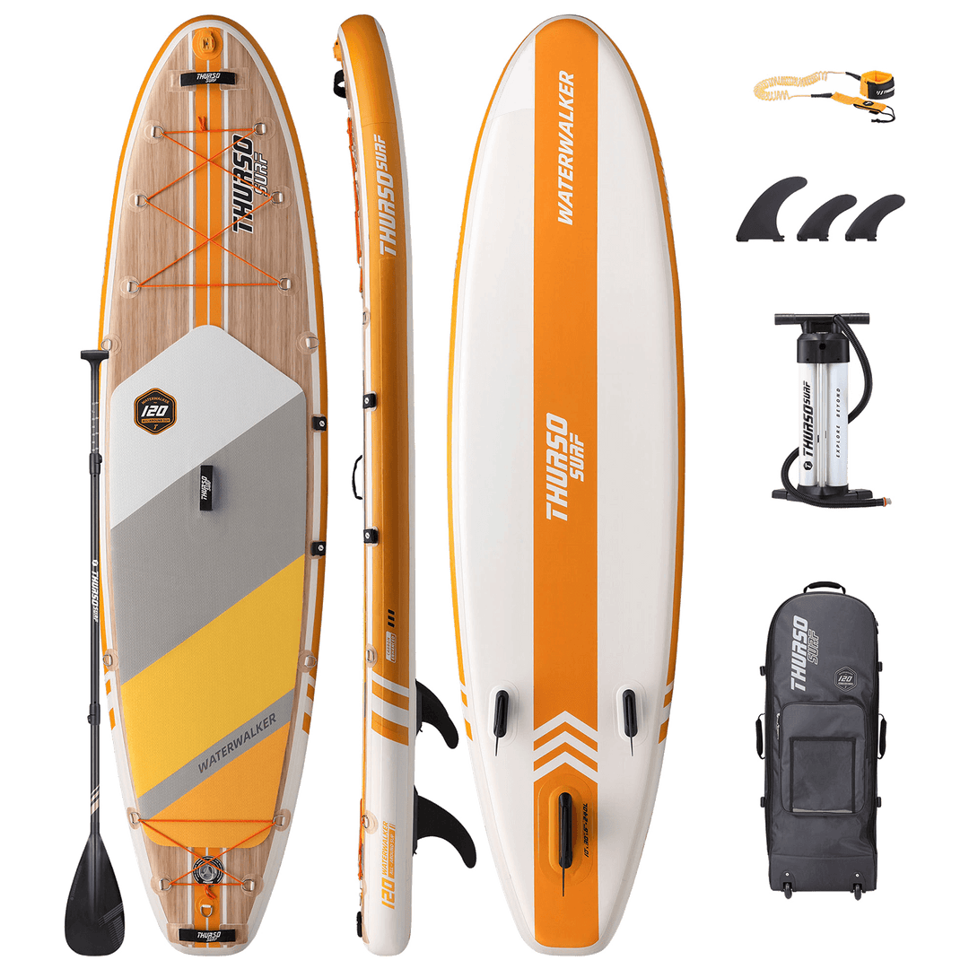Thurso Surf paddleboard with accessories on a white background