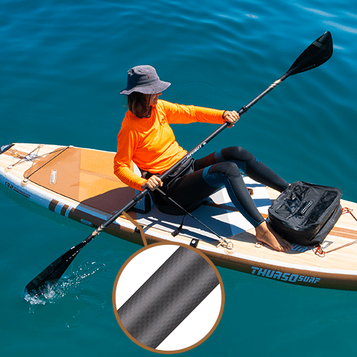 Waterwalker 126 stand-up paddle board person in orange paddling